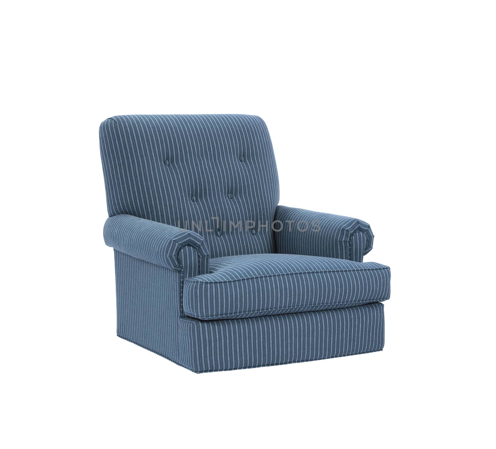 Dark blue soft armchair isolated on white