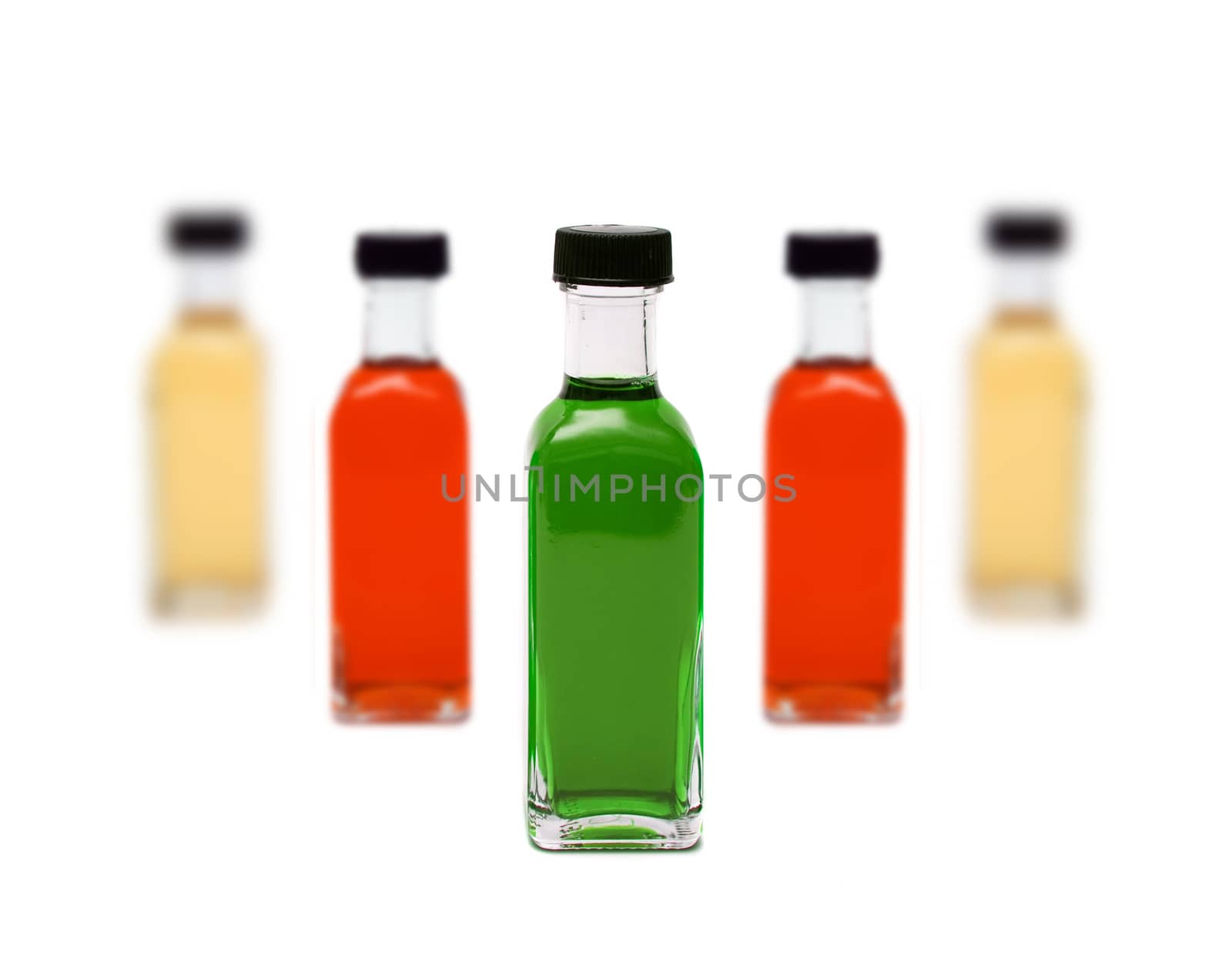 Line of glass bottles