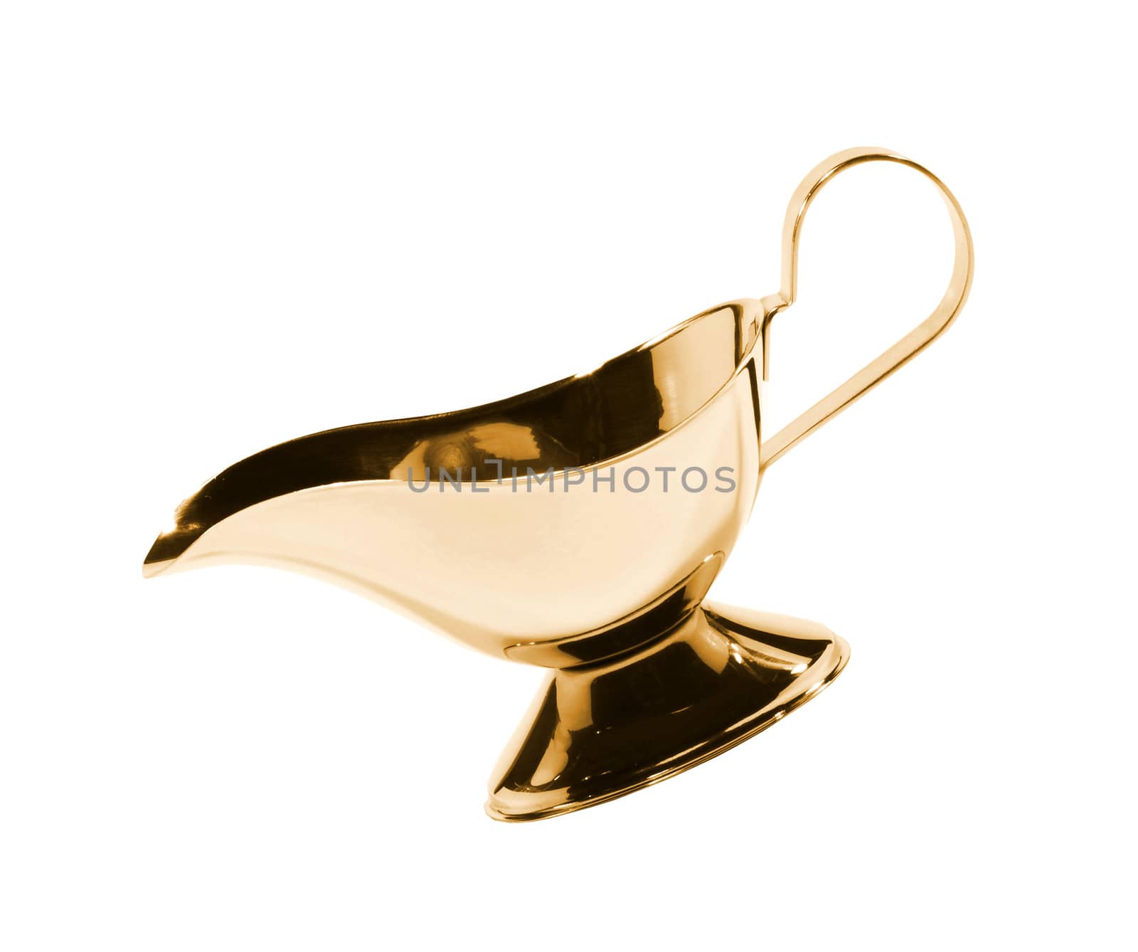 Old-fashioned antique precious golden sauce boat