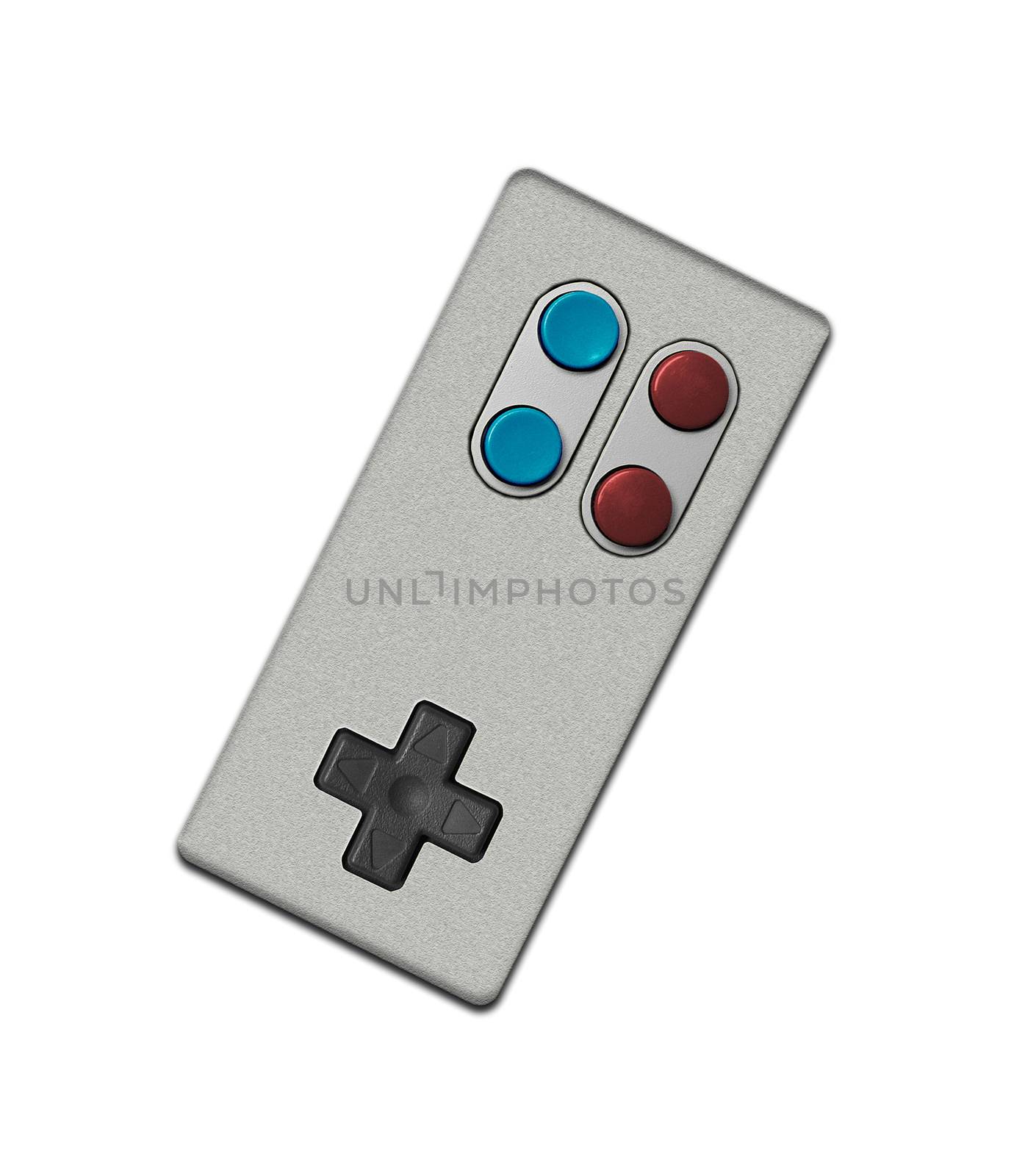 retro game controller joystick isolated on white