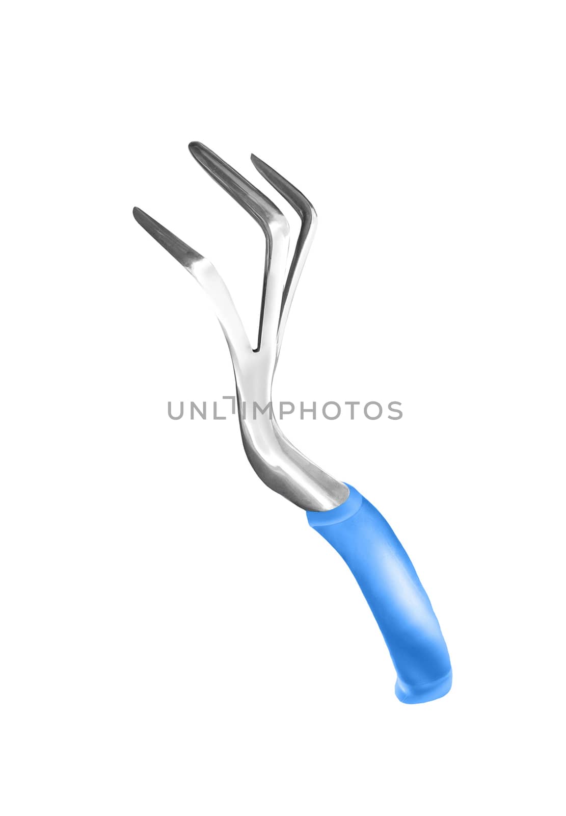 Garden tool fork isolated on white