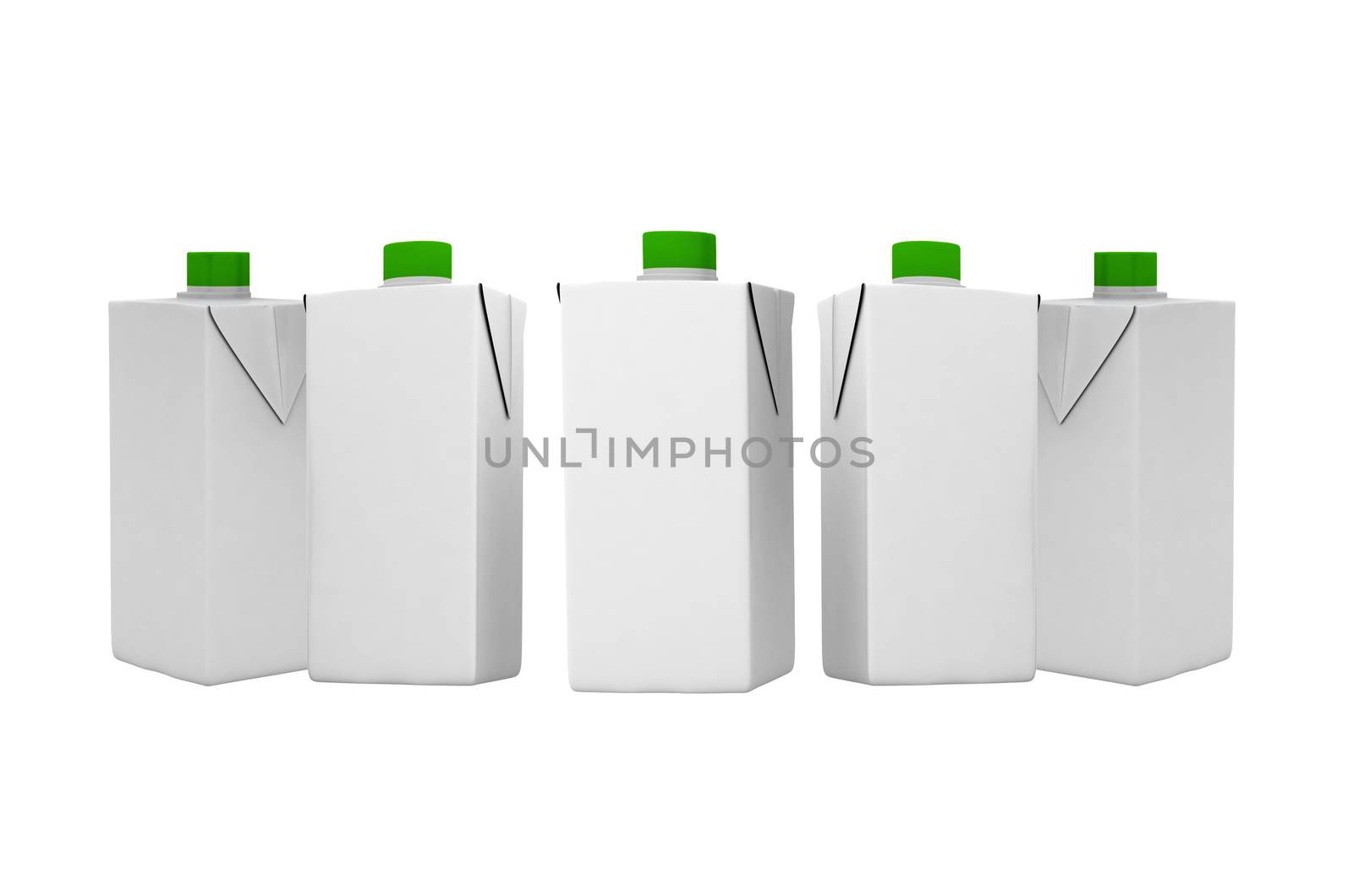three blank tetra-brick packaging
