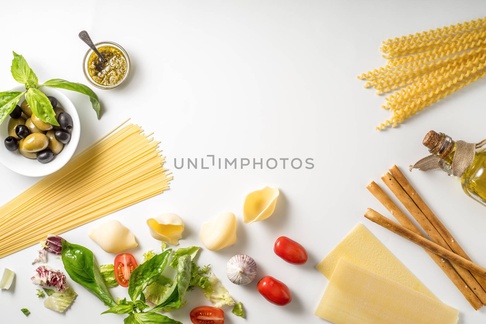 Set of Italian food on the white background by Deniskarpenkov