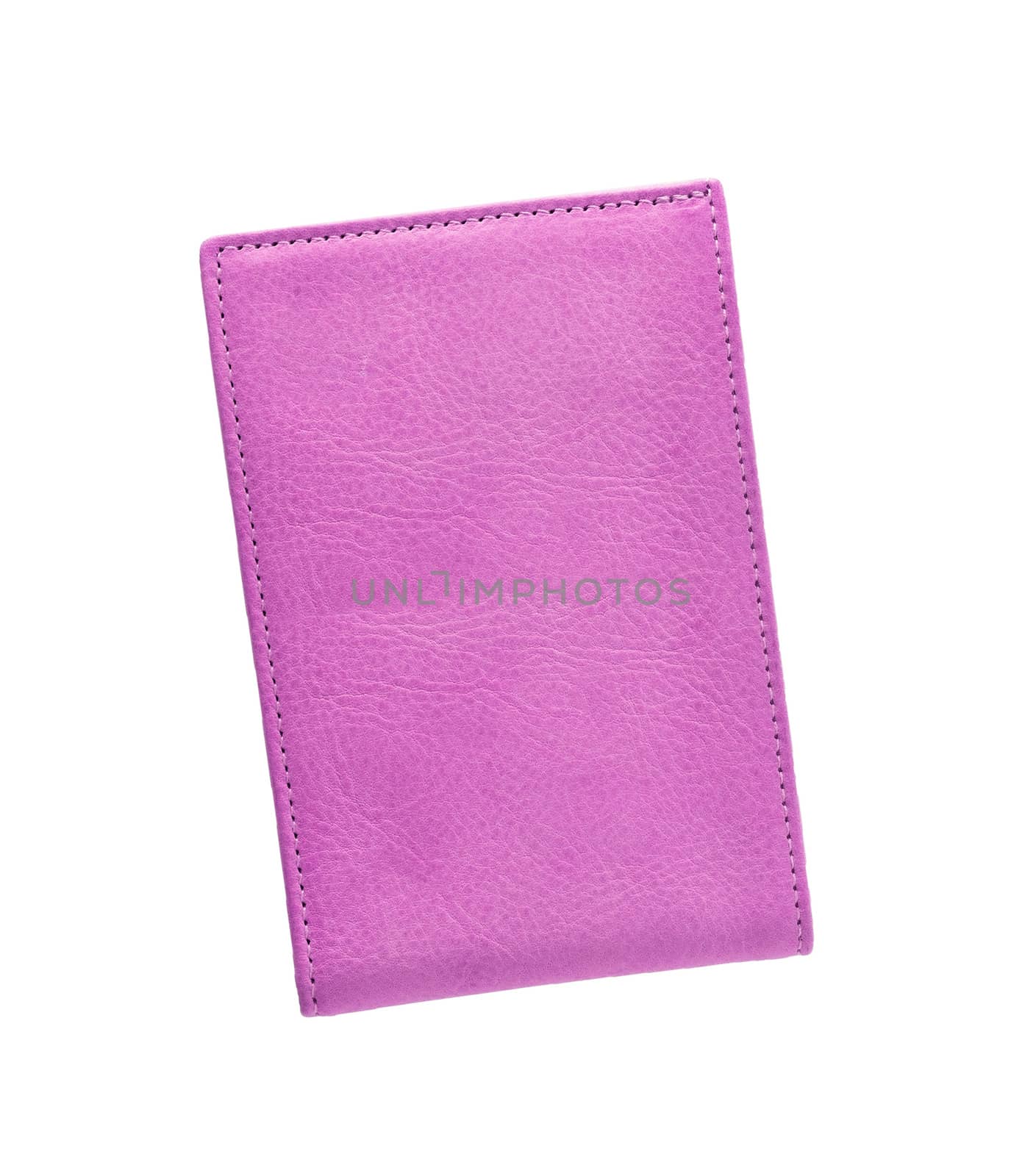 Pink leather wallet isolated on white background