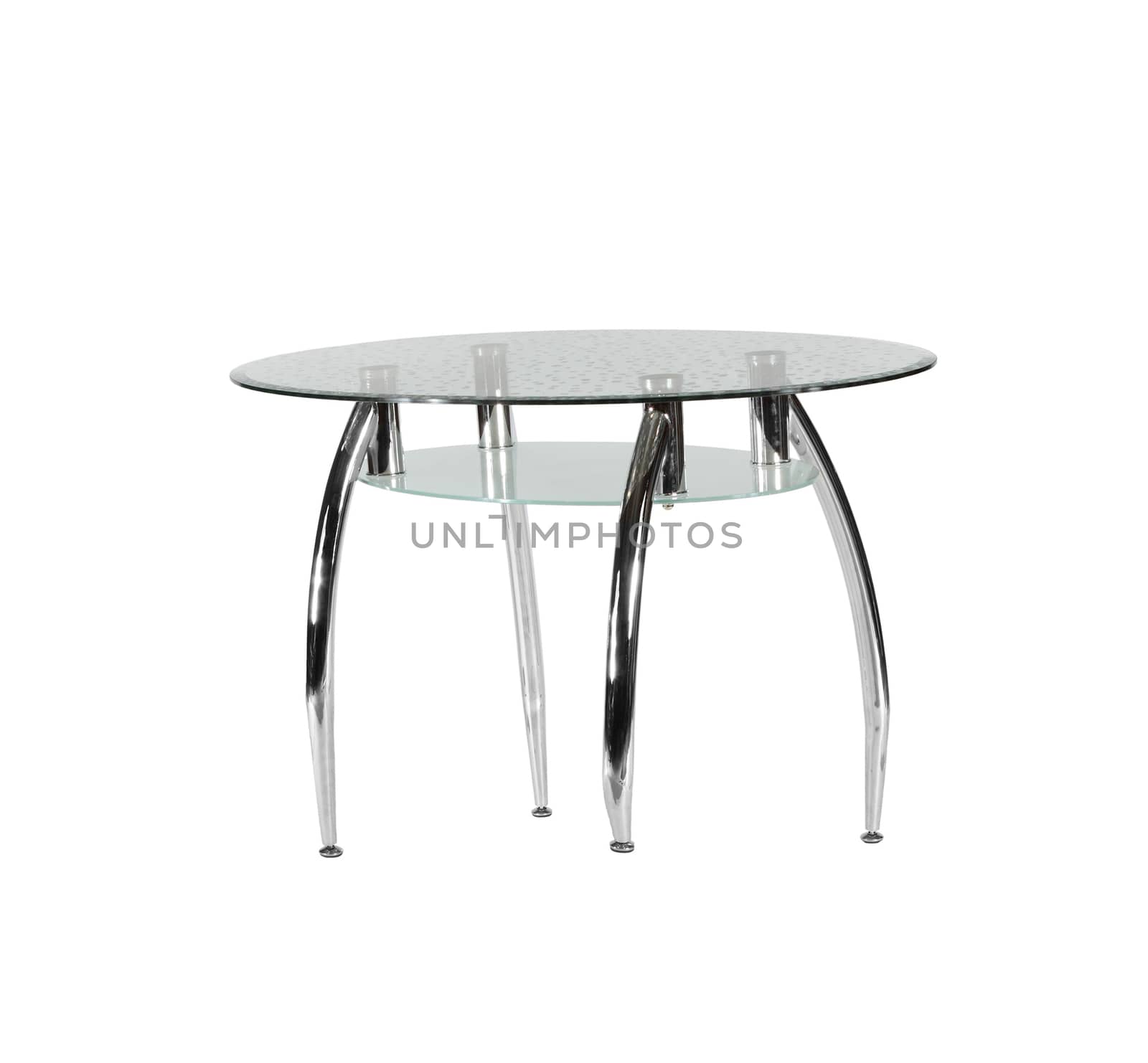 modern glass table isolated on white background