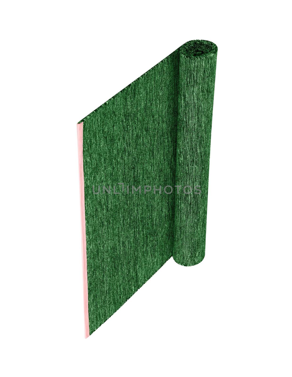Rolled door mat over white background