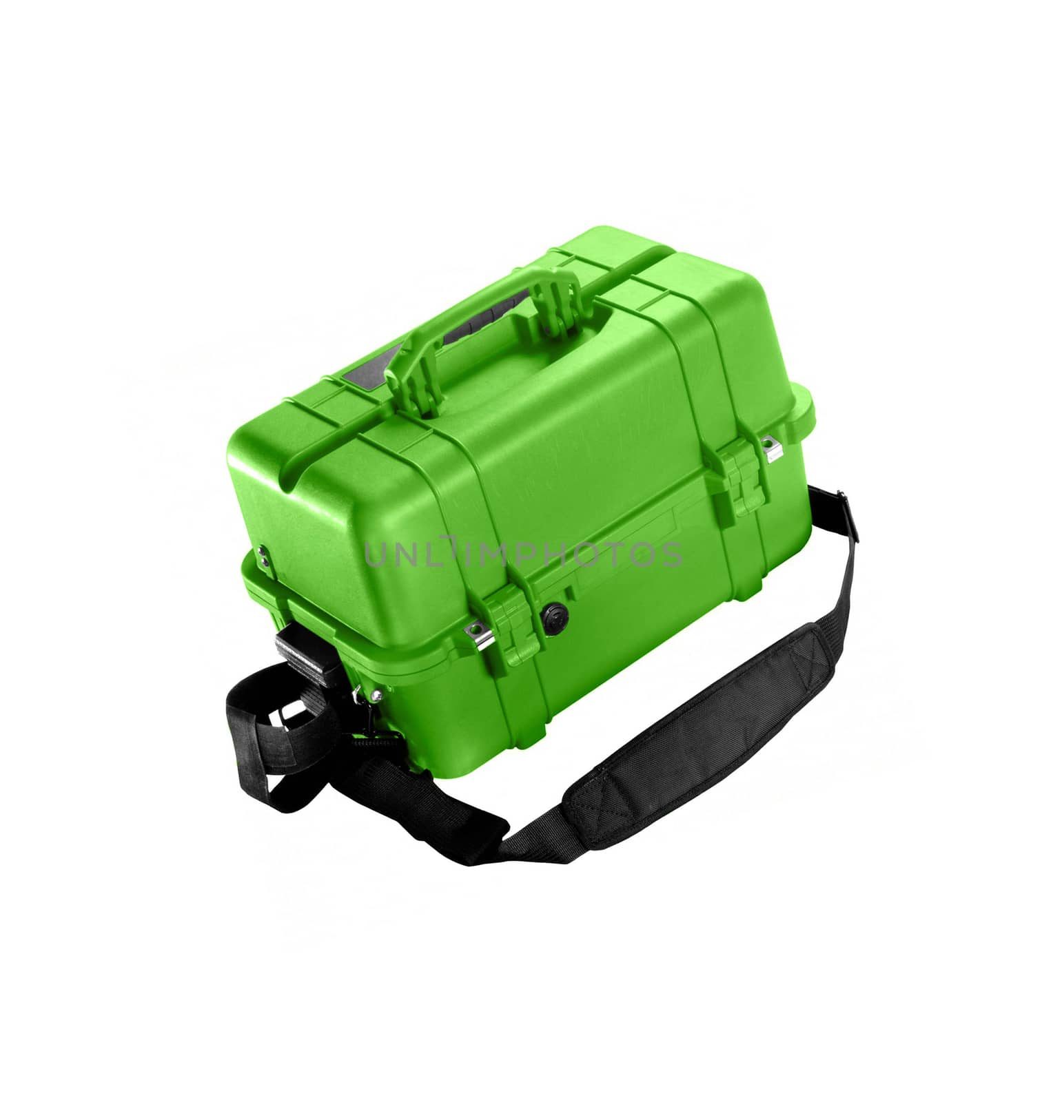 green mechanic's basic tool box with set of spanner