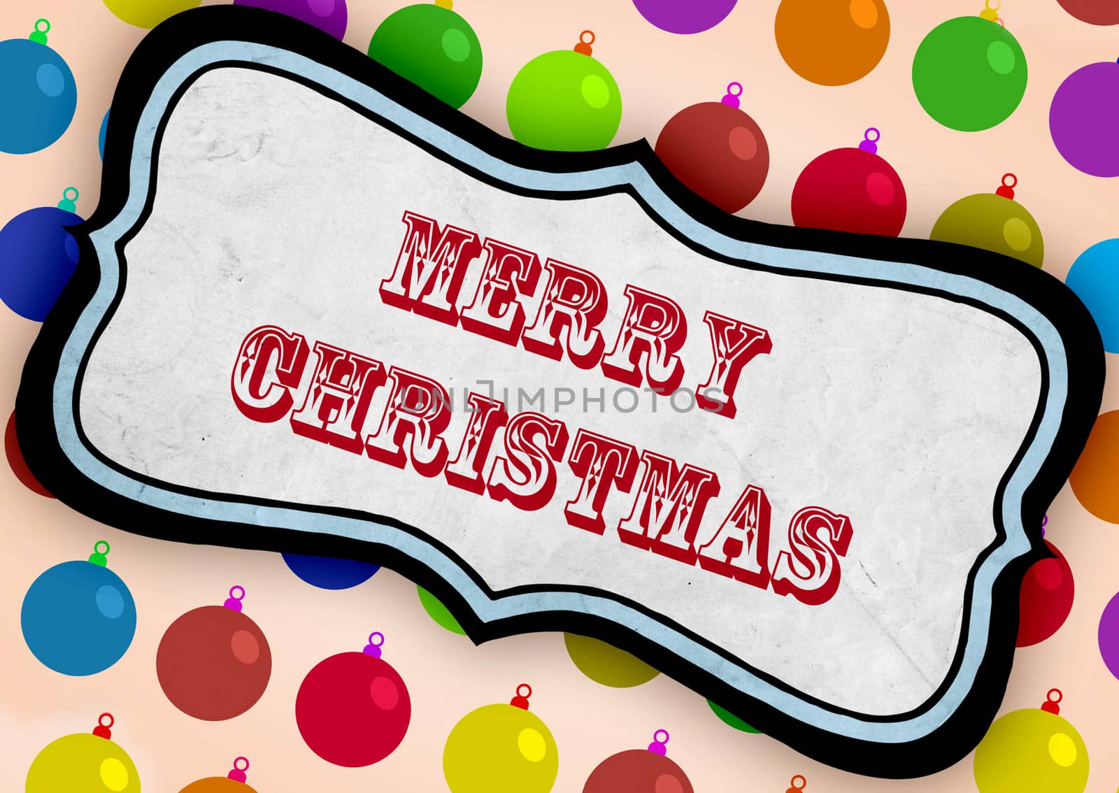 Merry Christmas text with equipment for christmas tree