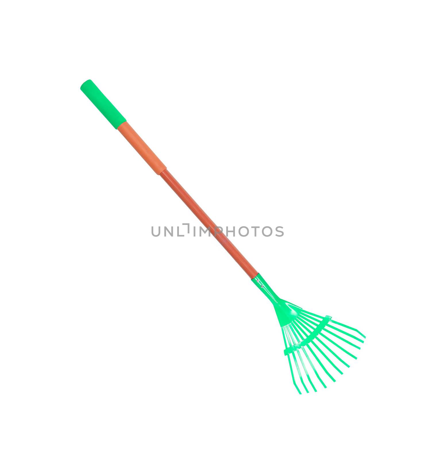 Plastic rake isolated on the white background