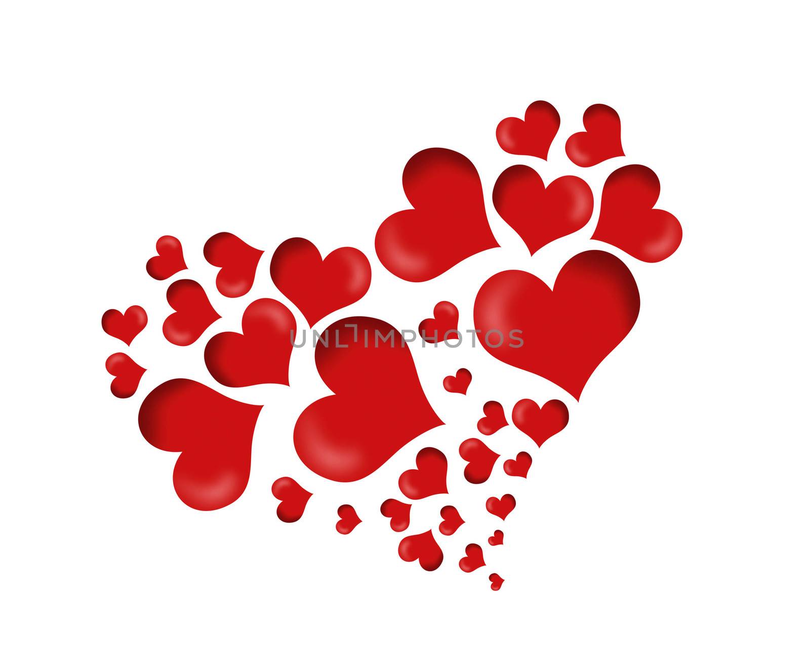 Heart shape concept design with small hearts on isolated