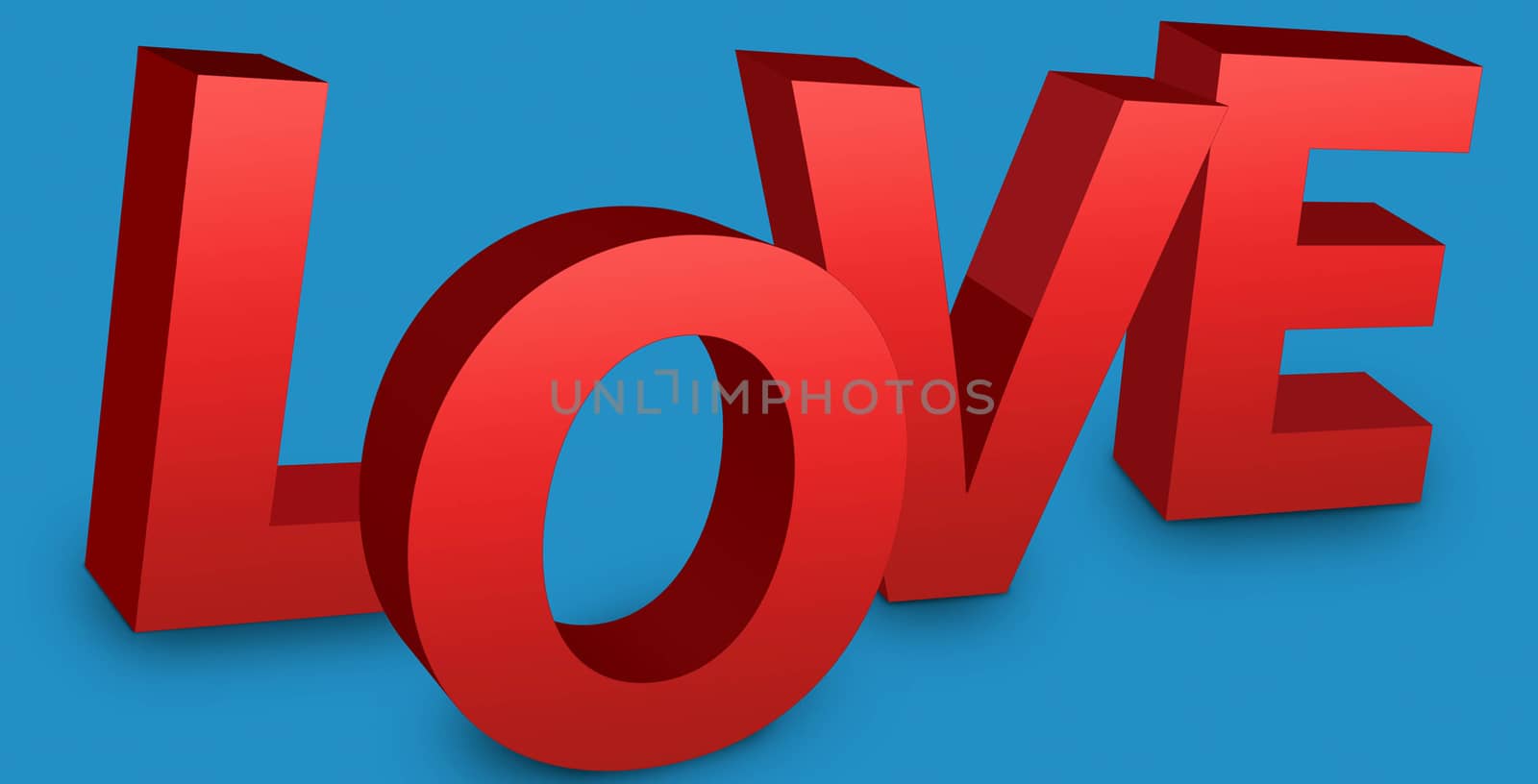 Love Text on blue background