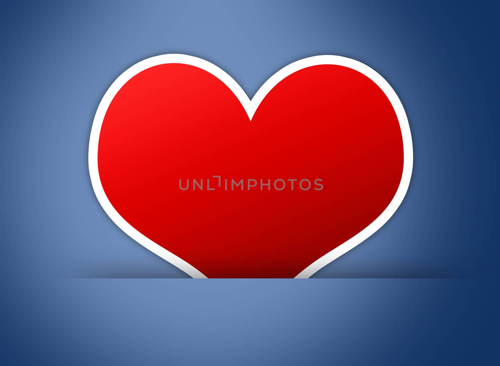 Red heart on blue back ground