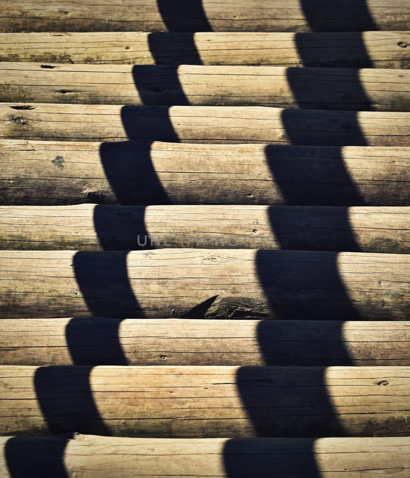 background on wood cabin with shadow by Ahojdoma