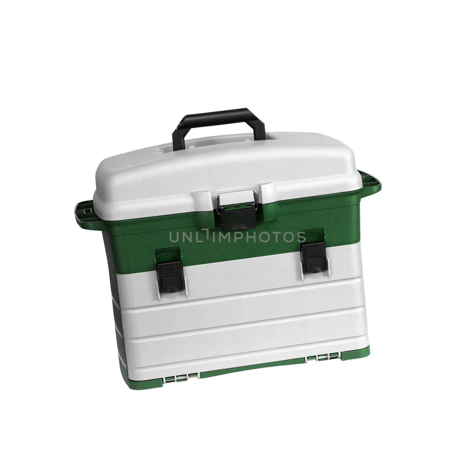 Green and white tool box isolated