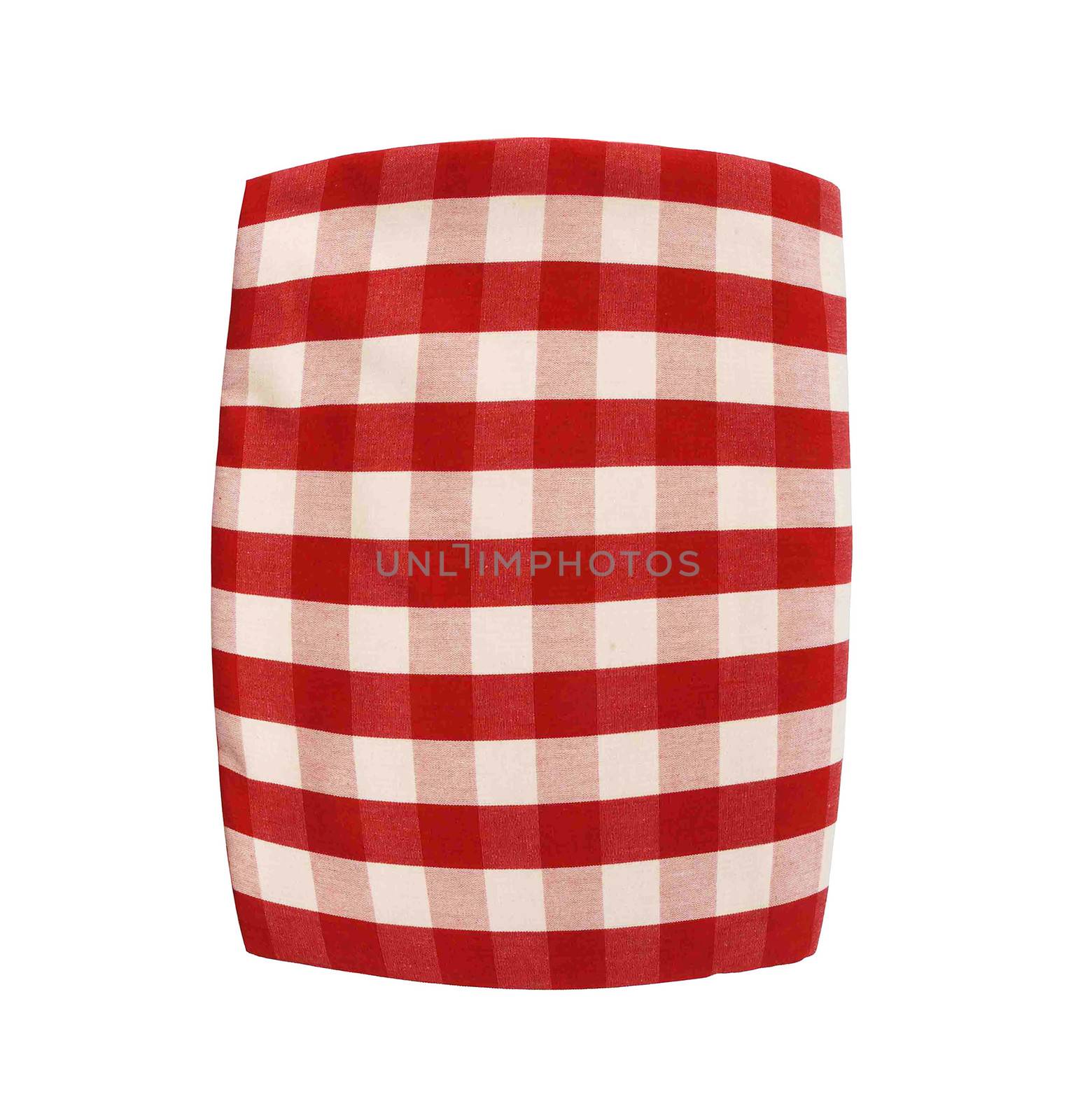 Red plaid pillow isolated on white