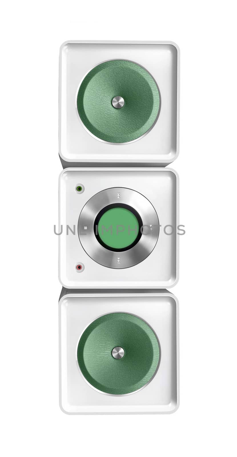 hifi player with loudspeakers isolated on white