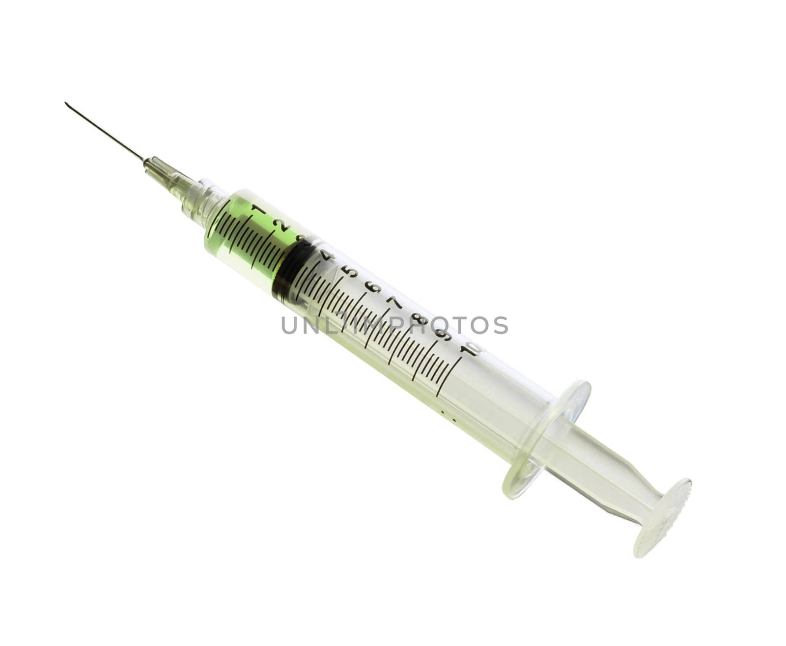 Glass syringe isolated on white
