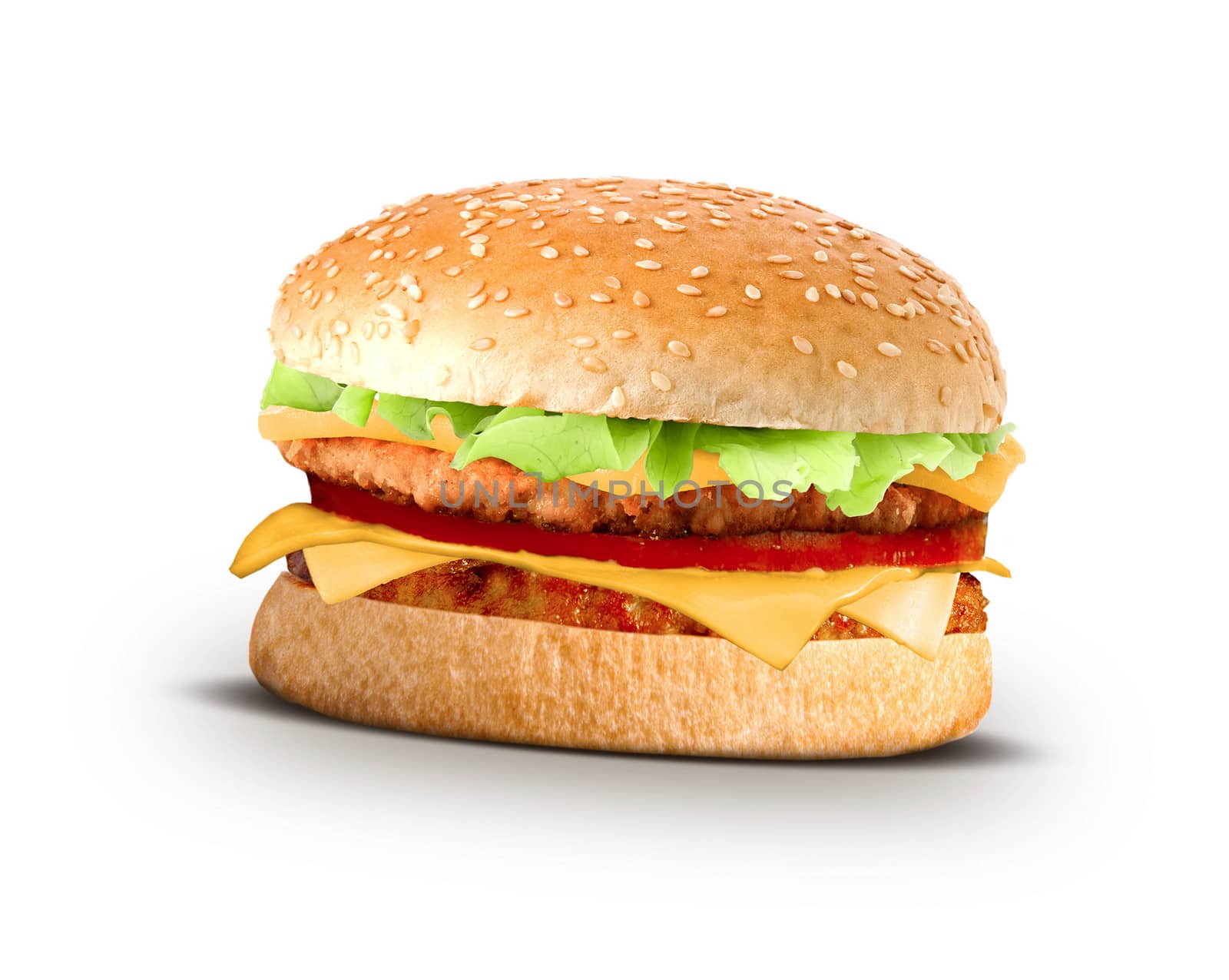 Cheeseburger on a white background