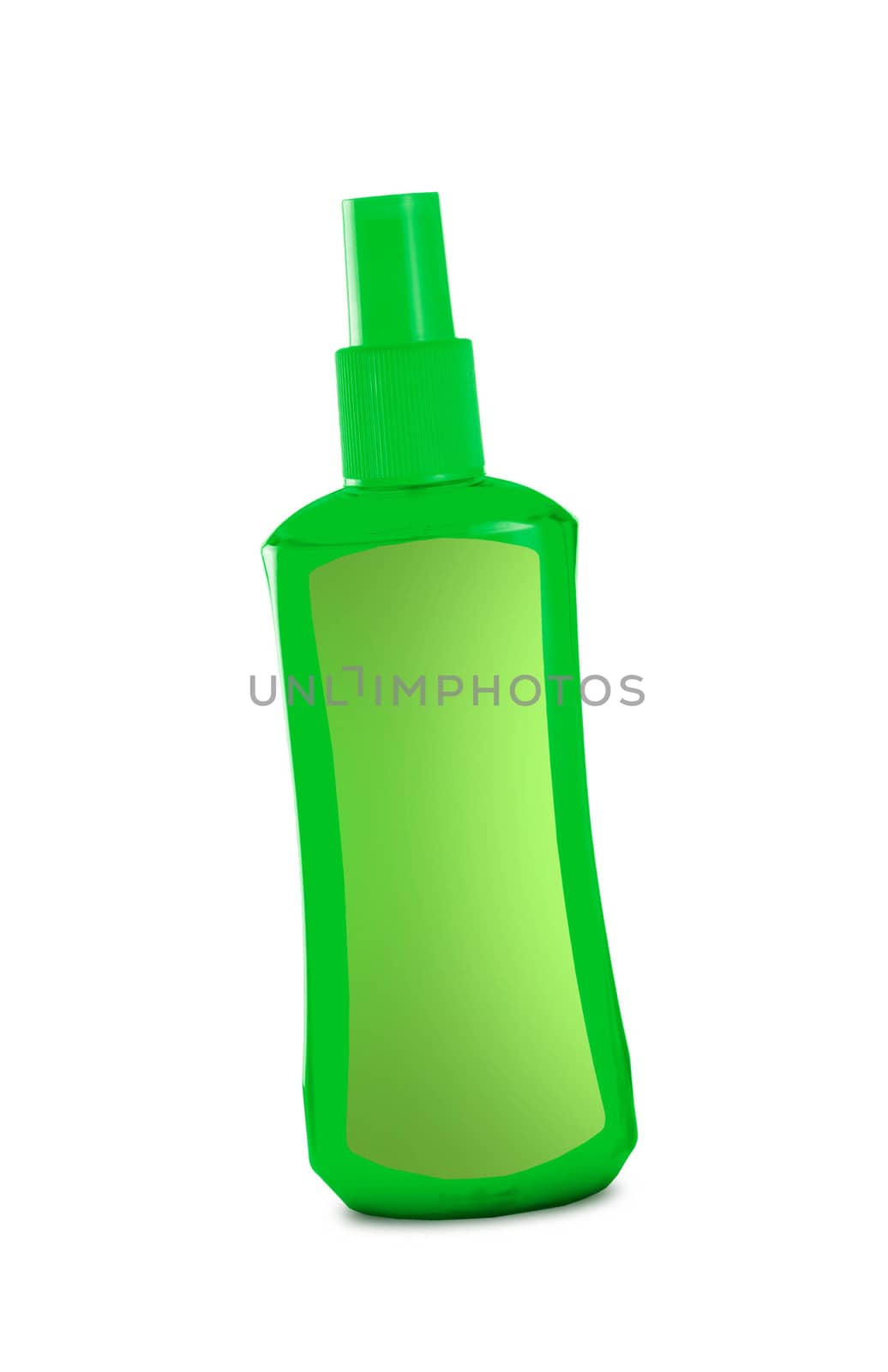 green cosmetics bottle isolated on white background