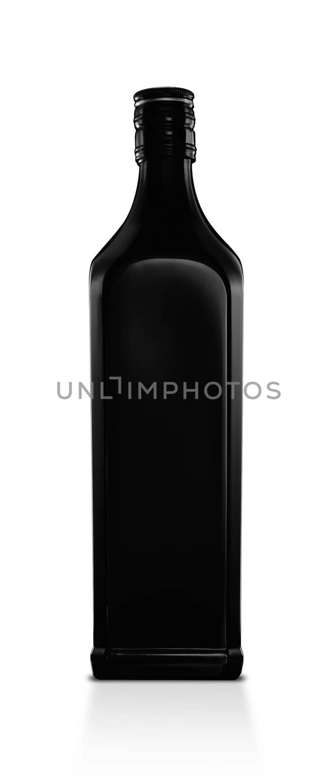 The black matte bottle is isolated on a white background