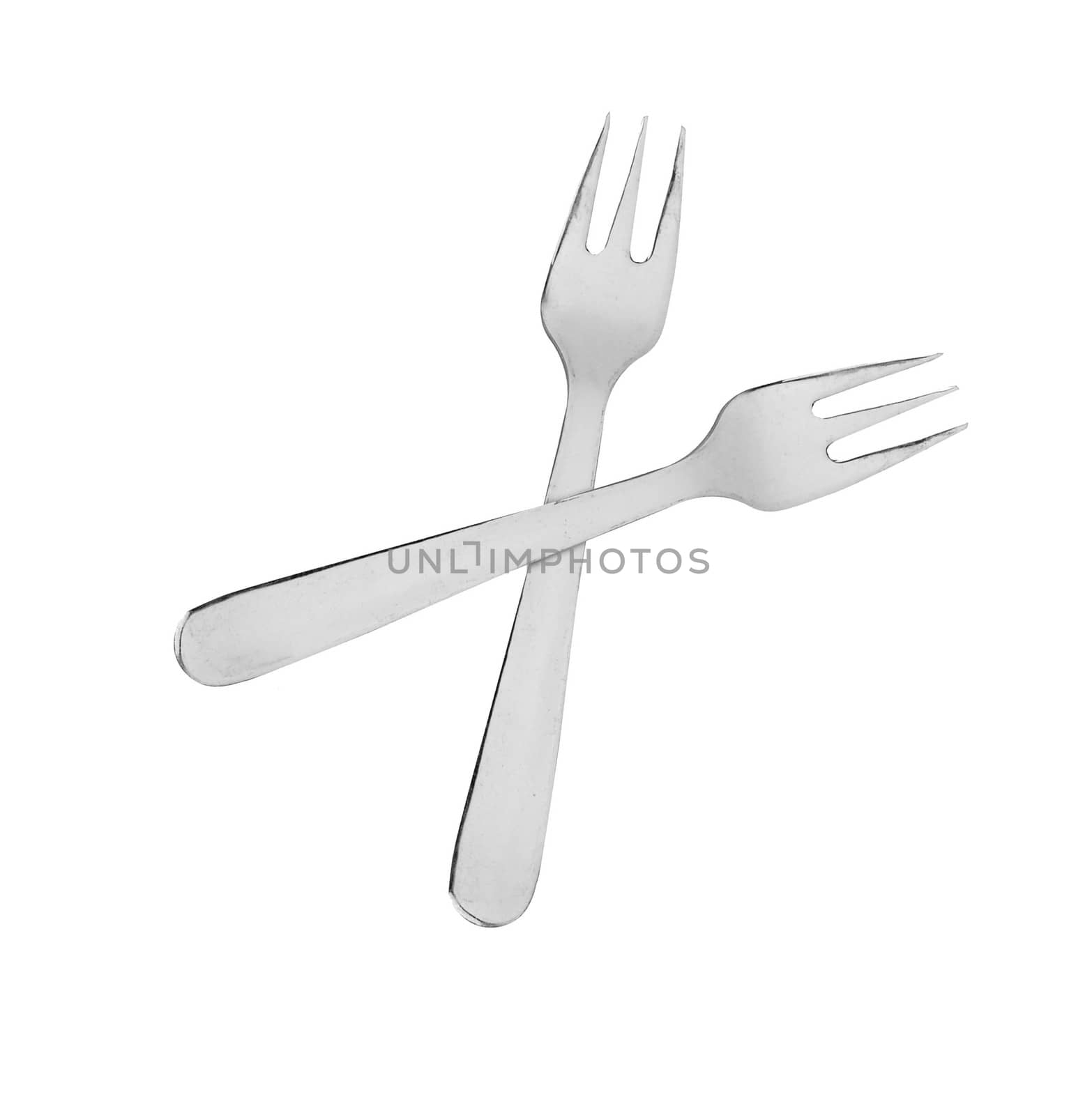 two kitchen forks  isolated