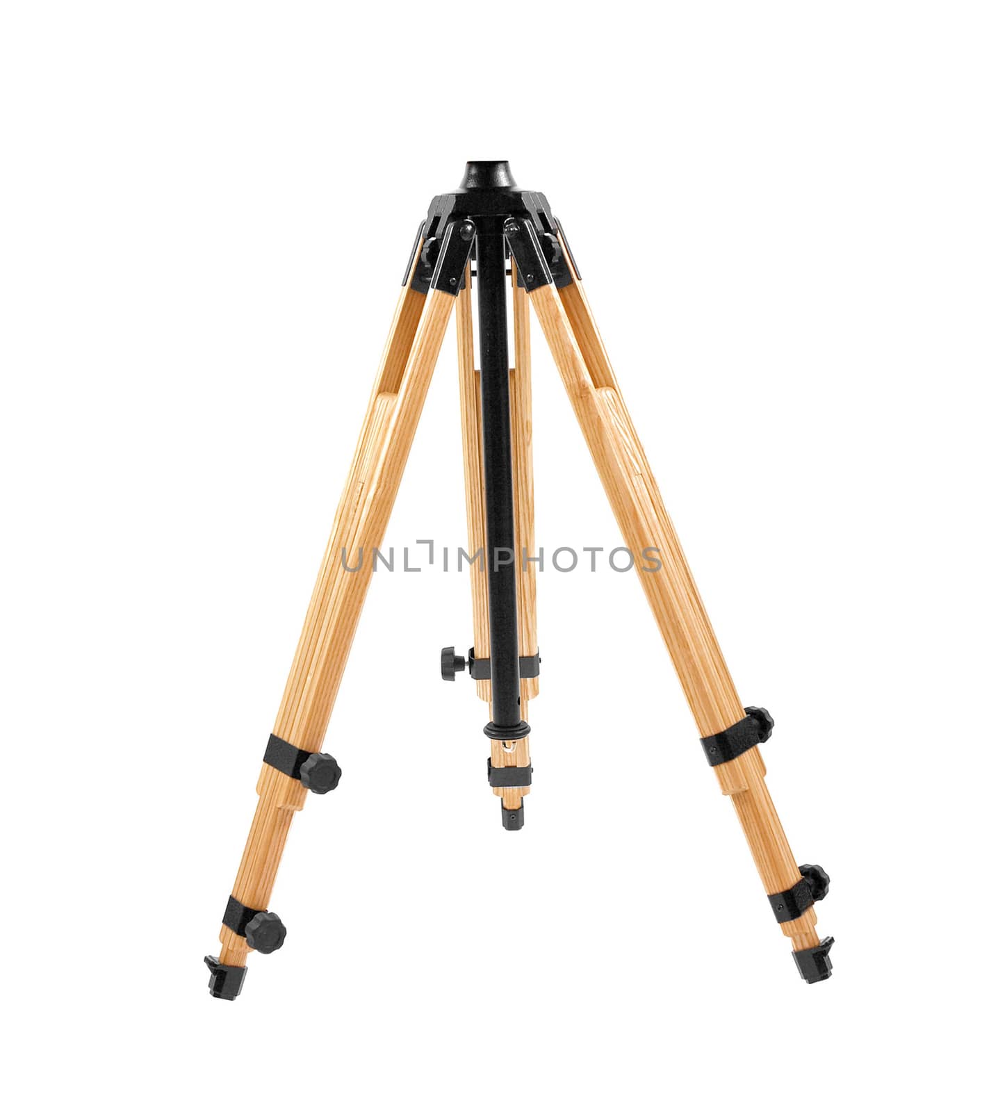 wooden tripod on a white background