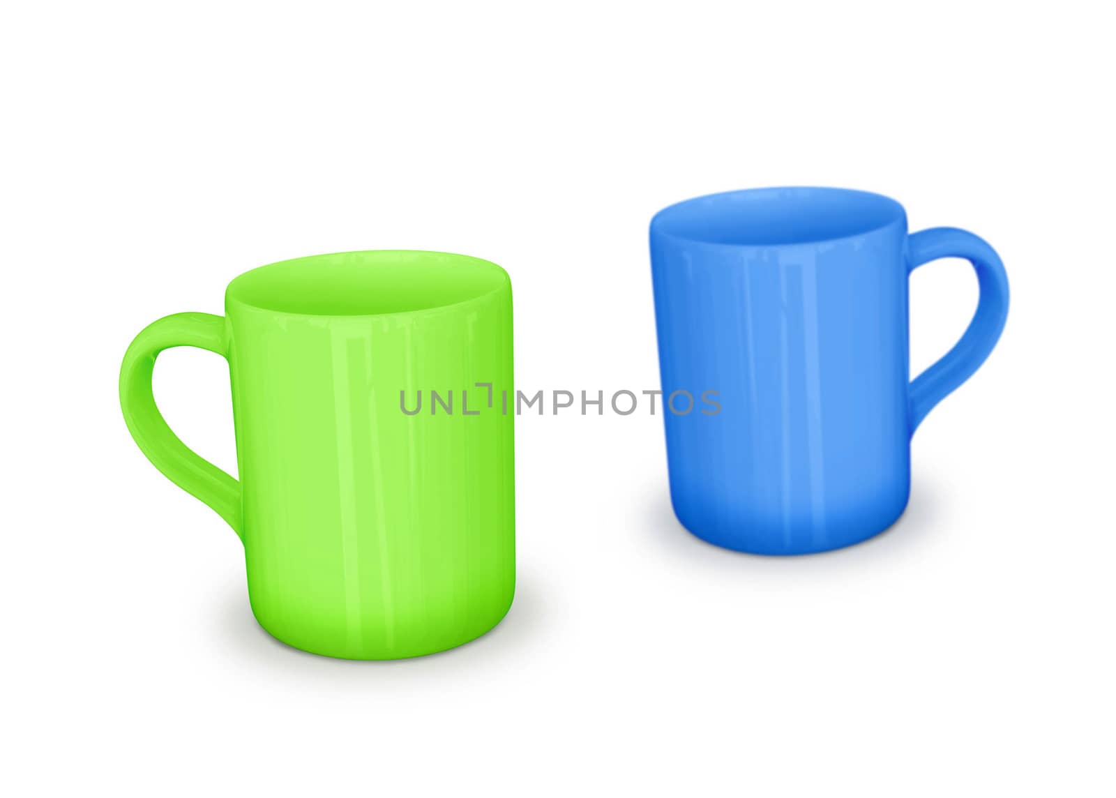 cups on white background