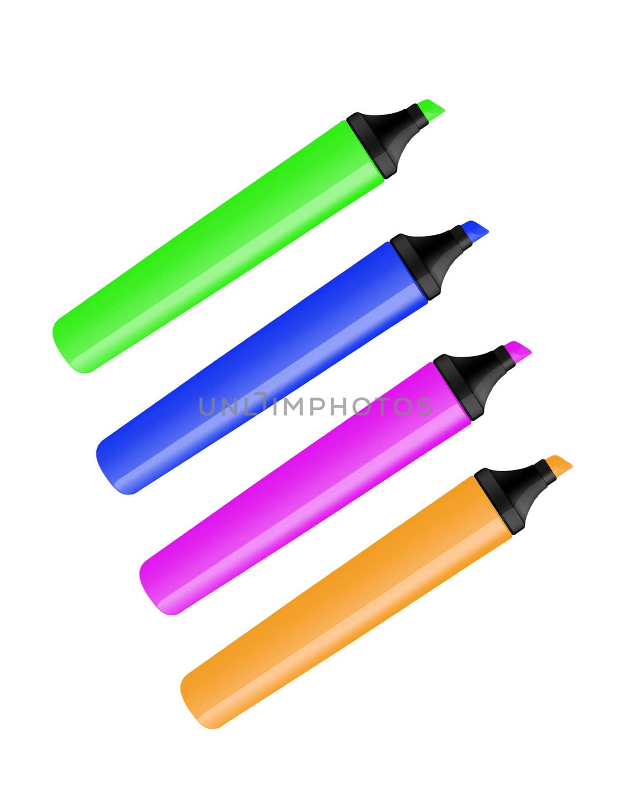 markers on white background