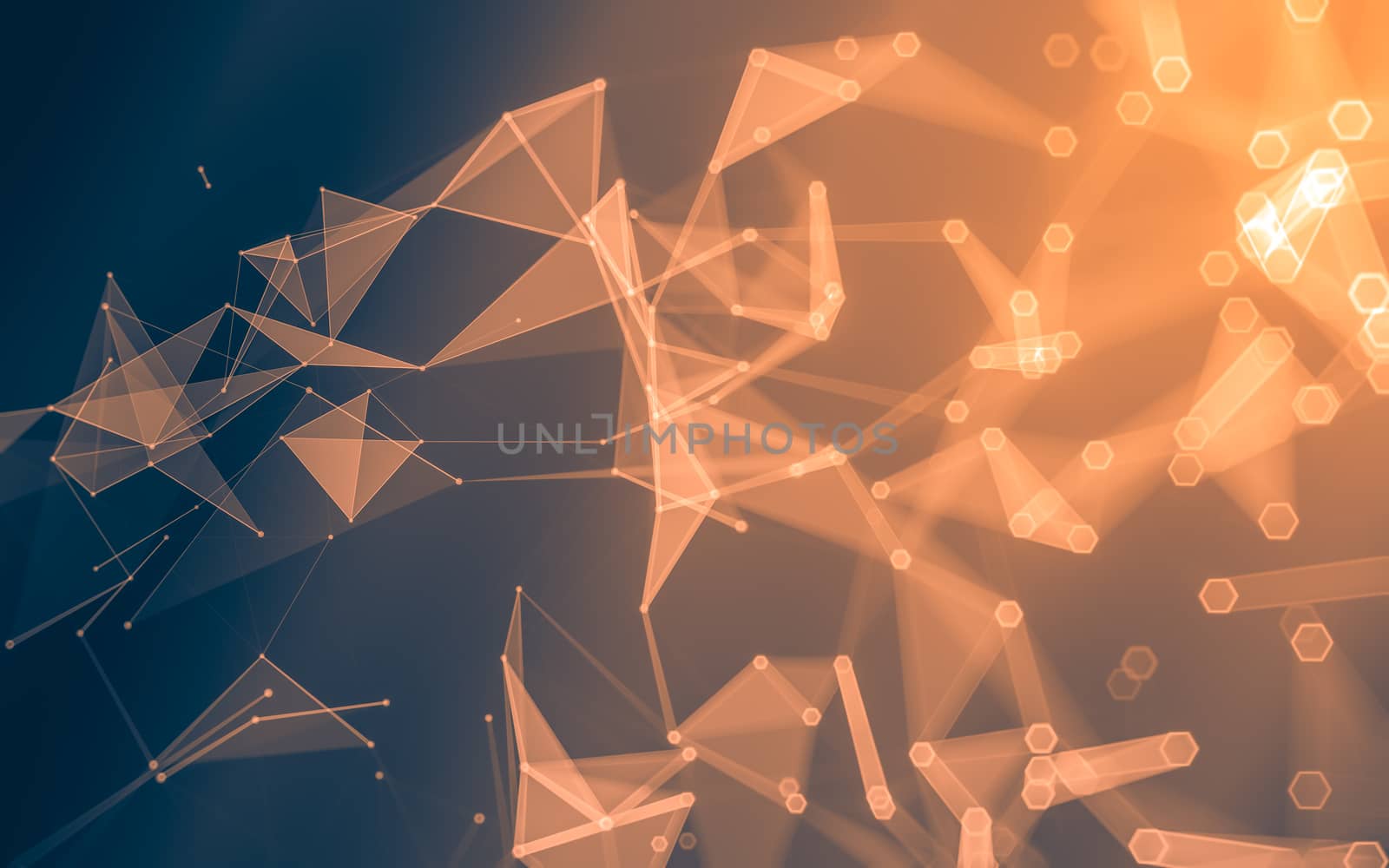 Abstract polygonal space low poly dark background with connecting dots and lines. Connection structure. 3d rendering