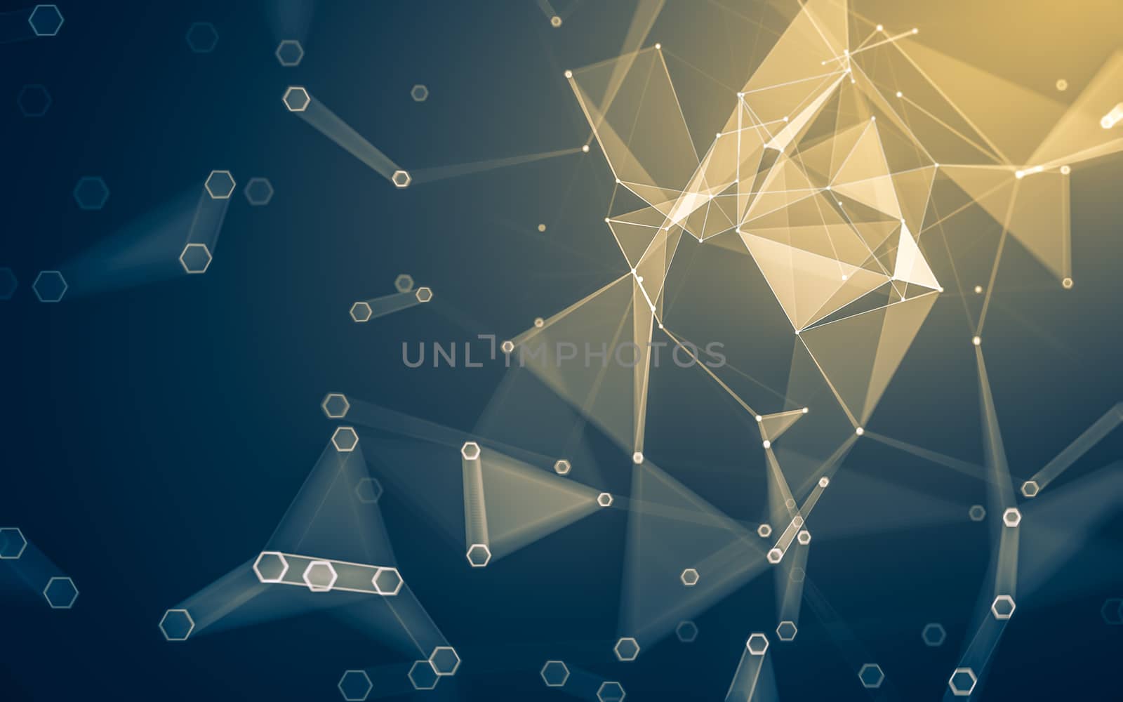 Abstract polygonal space low poly dark background with connecting dots and lines. Connection structure. 3d rendering