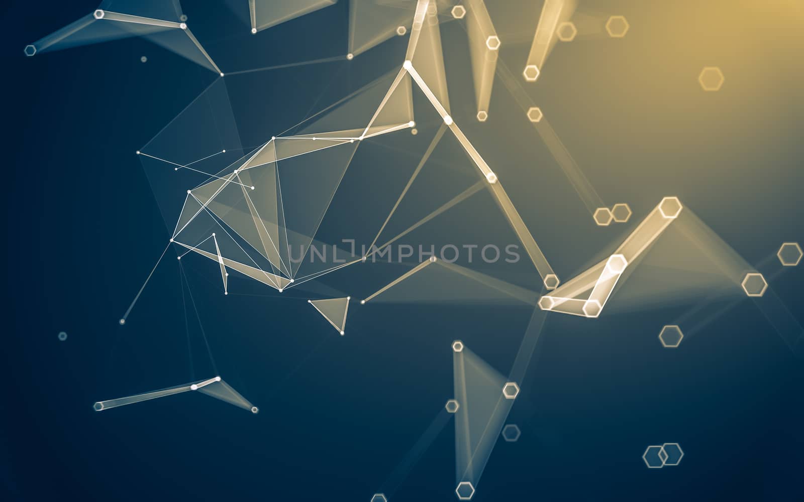 Abstract polygonal space low poly dark background with connecting dots and lines. Connection structure. 3d rendering