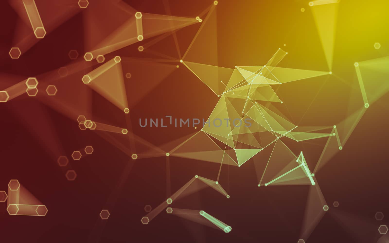 Abstract polygonal space low poly dark background with connecting dots and lines. Connection structure. 3d rendering