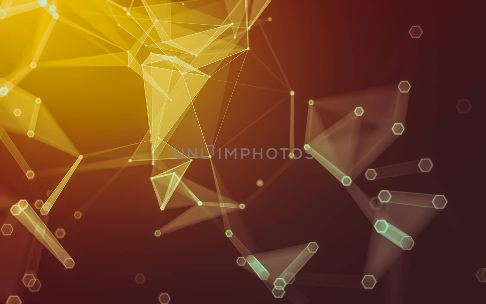 Abstract polygonal space low poly dark background with connecting dots and lines. Connection structure. 3d rendering