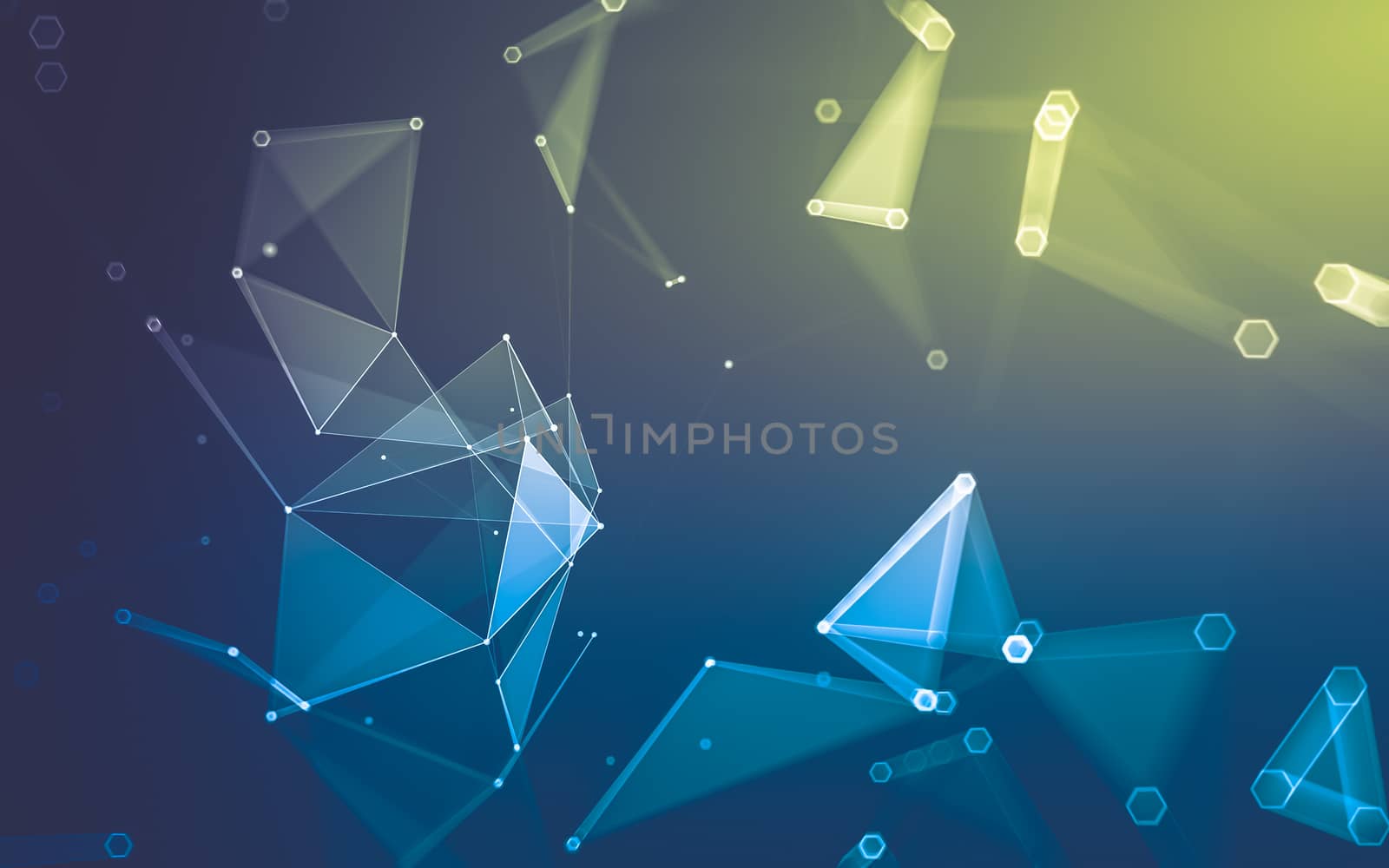 Abstract polygonal space low poly dark background with connecting dots and lines. Connection structure. 3d rendering