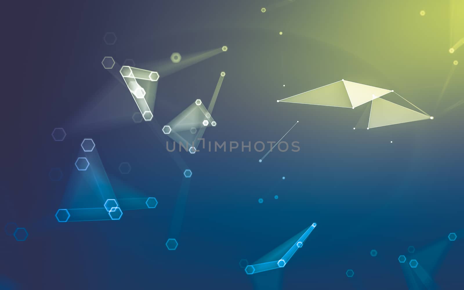 Abstract polygonal space low poly dark background with connecting dots and lines. Connection structure. 3d rendering