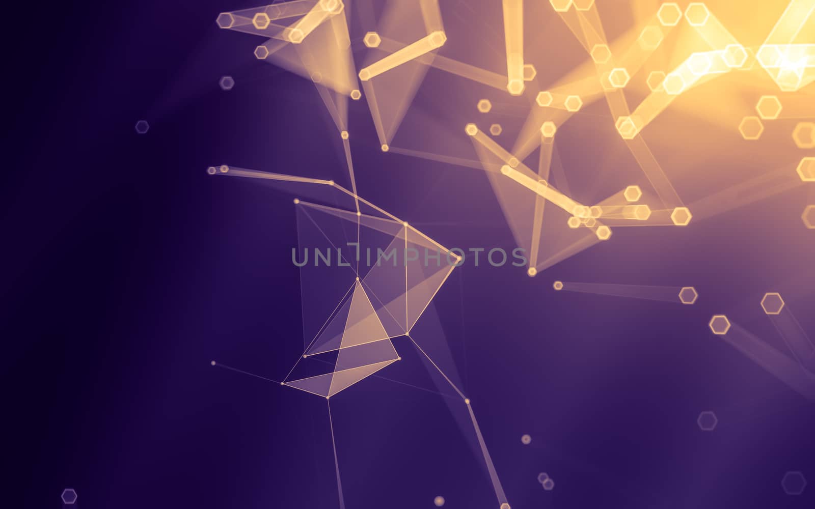 Abstract polygonal space low poly dark background with connecting dots and lines. Connection structure. 3d rendering