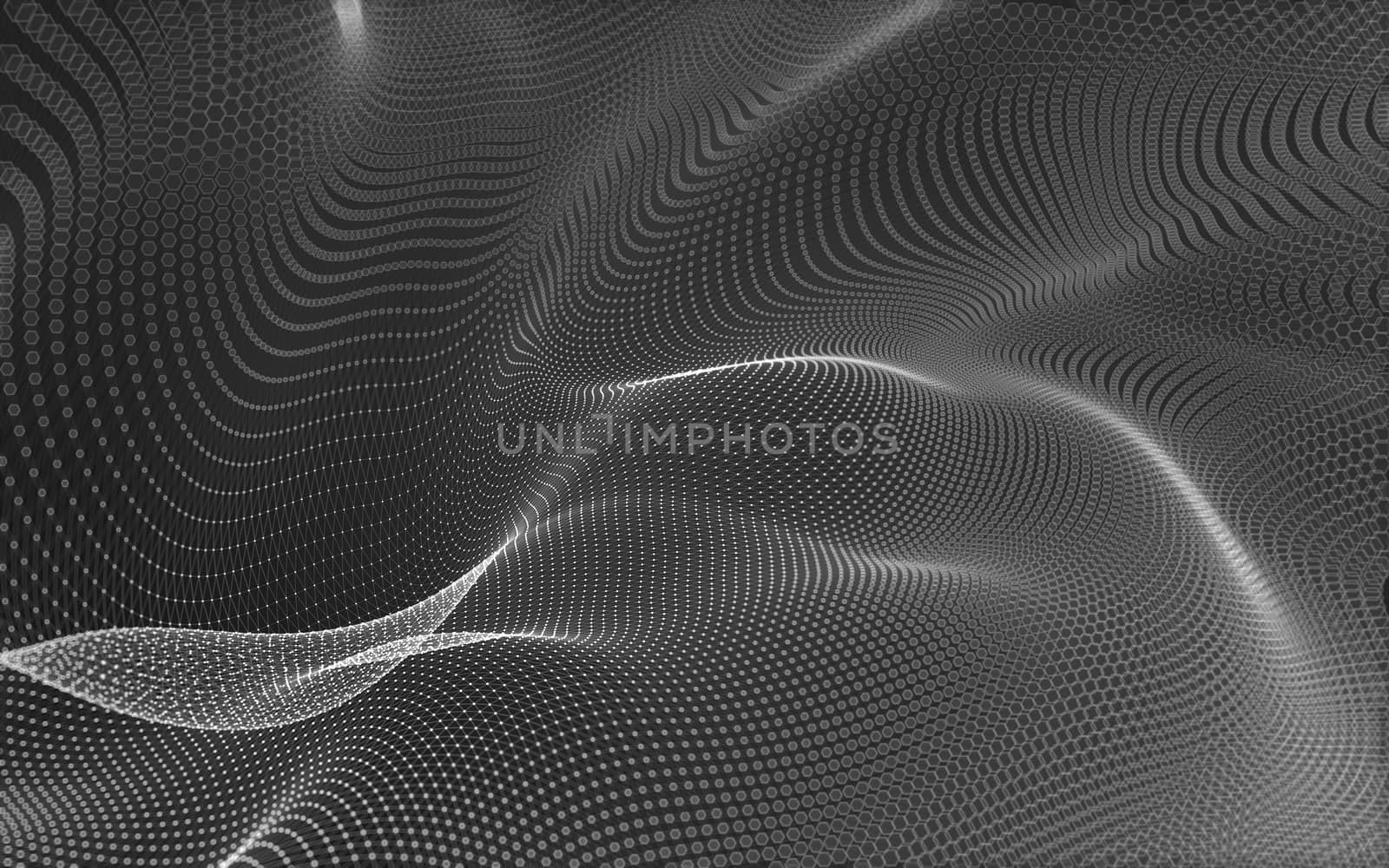 Abstract polygonal space low poly dark background with connecting dots and lines. Connection structure. 3d rendering