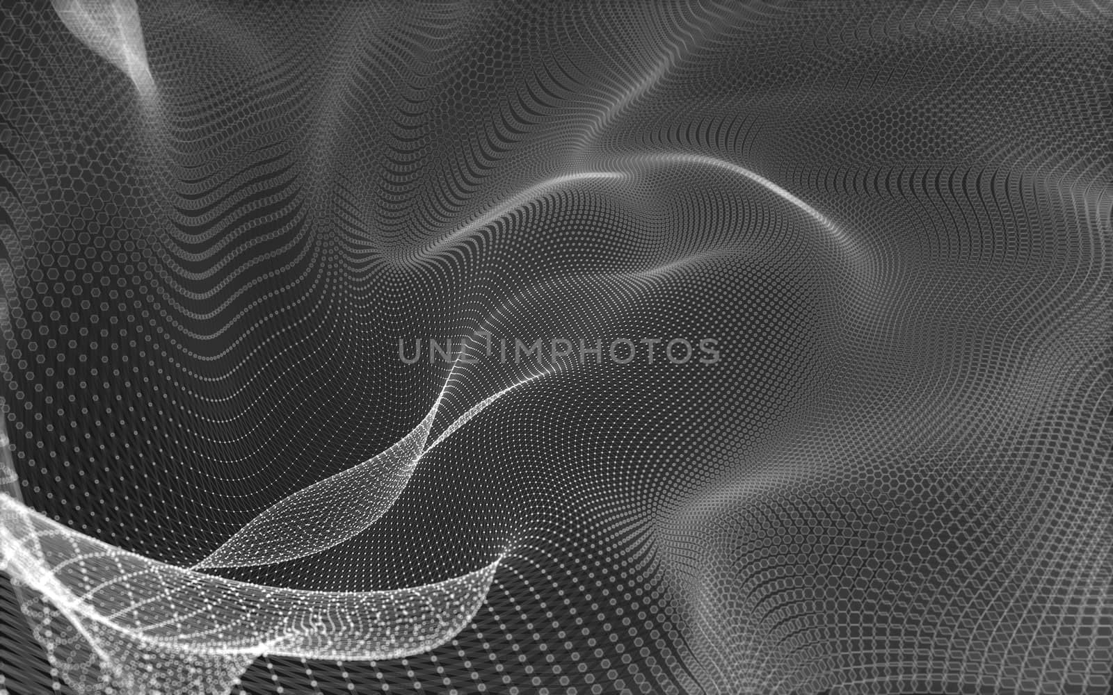 Abstract polygonal space low poly dark background with connecting dots and lines. Connection structure. 3d rendering