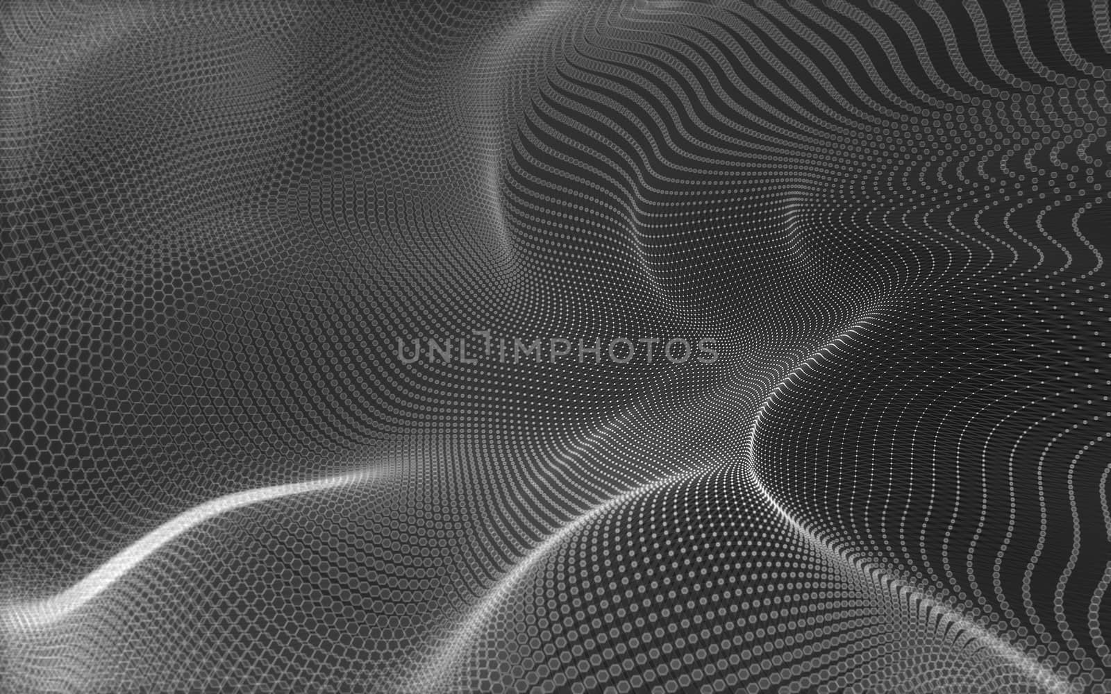 Abstract polygonal space low poly dark background with connecting dots and lines. Connection structure. 3d rendering