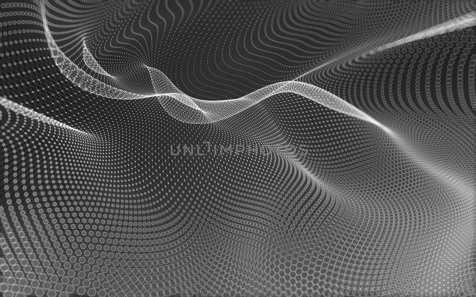 Abstract polygonal space low poly dark background with connecting dots and lines. Connection structure. 3d rendering