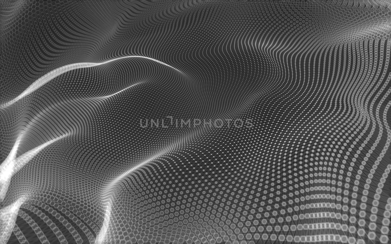 Abstract polygonal space low poly dark background with connecting dots and lines. Connection structure. 3d rendering