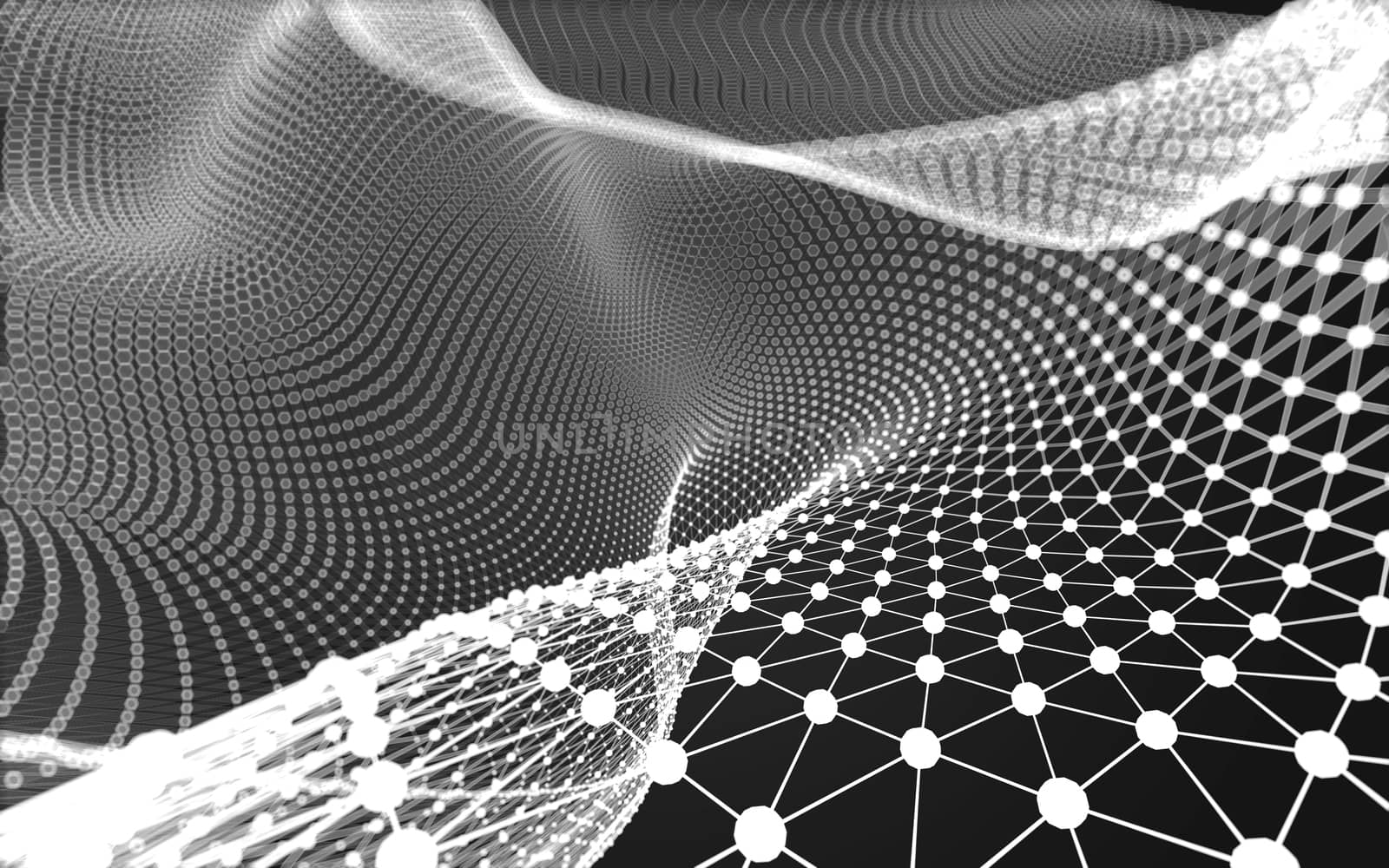 Abstract polygonal space low poly dark background with connecting dots and lines. Connection structure. 3d rendering