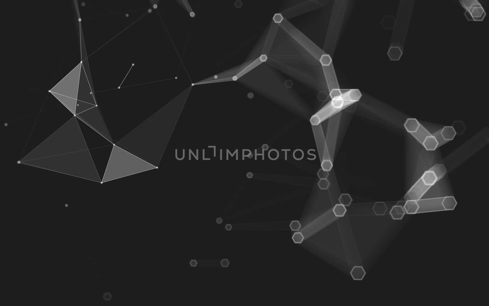 Abstract polygonal space low poly dark background with connecting dots and lines. Connection structure. 3d rendering