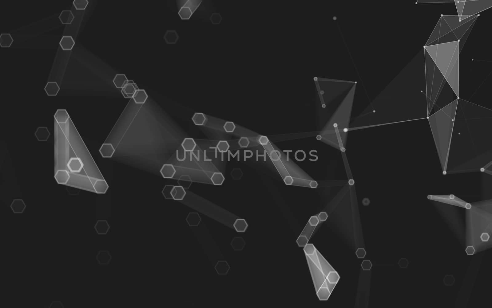 Abstract polygonal space low poly dark background with connecting dots and lines. Connection structure. 3d rendering