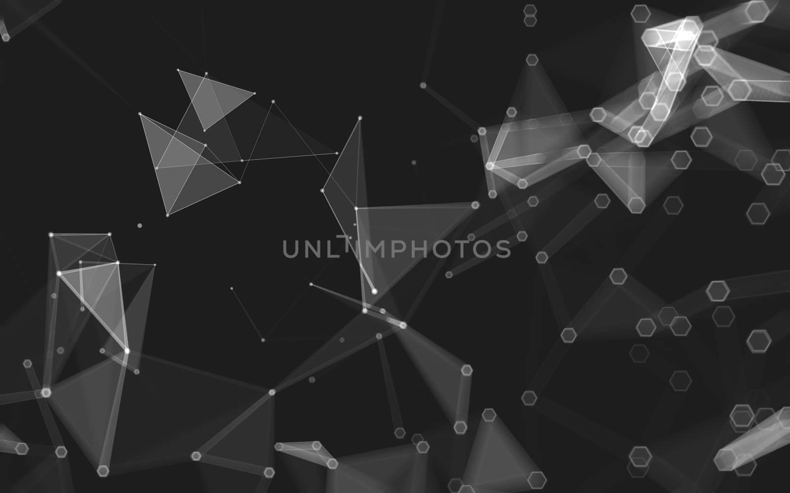 Abstract polygonal space low poly dark background with connecting dots and lines. Connection structure. 3d rendering