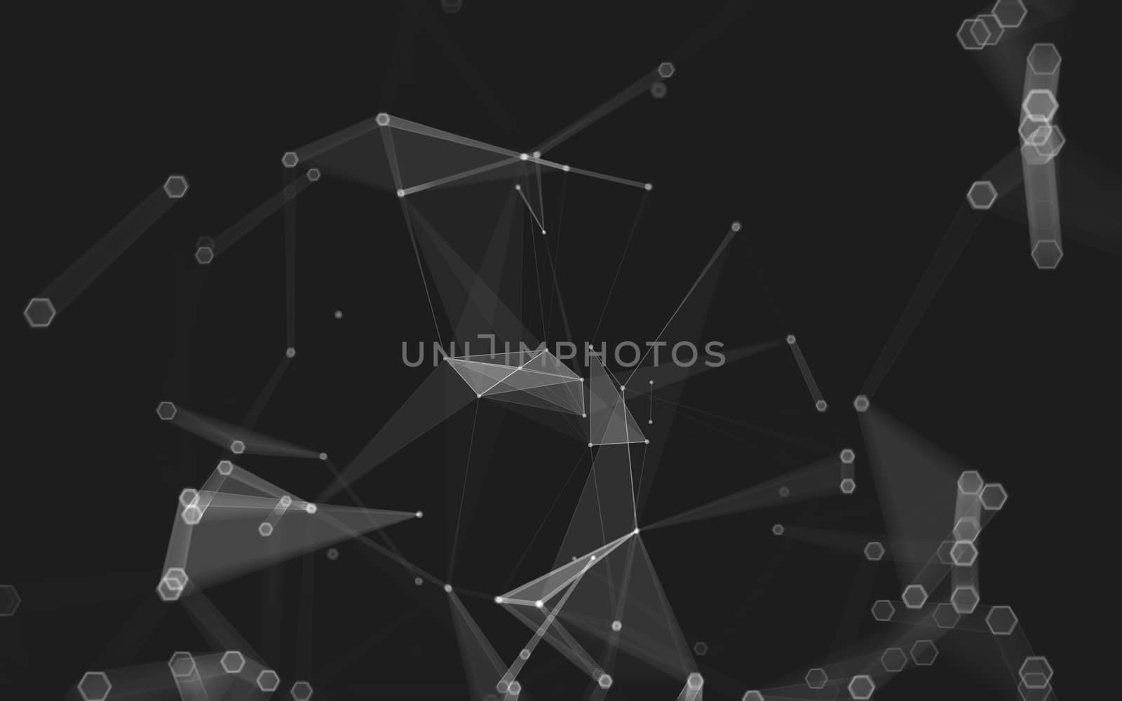 Abstract polygonal space low poly dark background with connecting dots and lines. Connection structure. 3d rendering