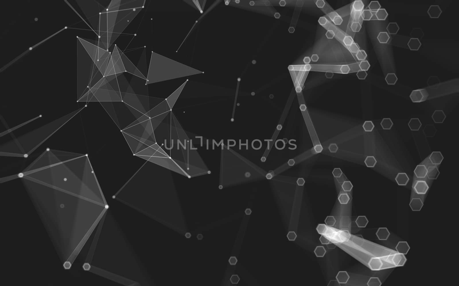 Abstract polygonal space low poly dark background with connecting dots and lines. Connection structure. 3d rendering