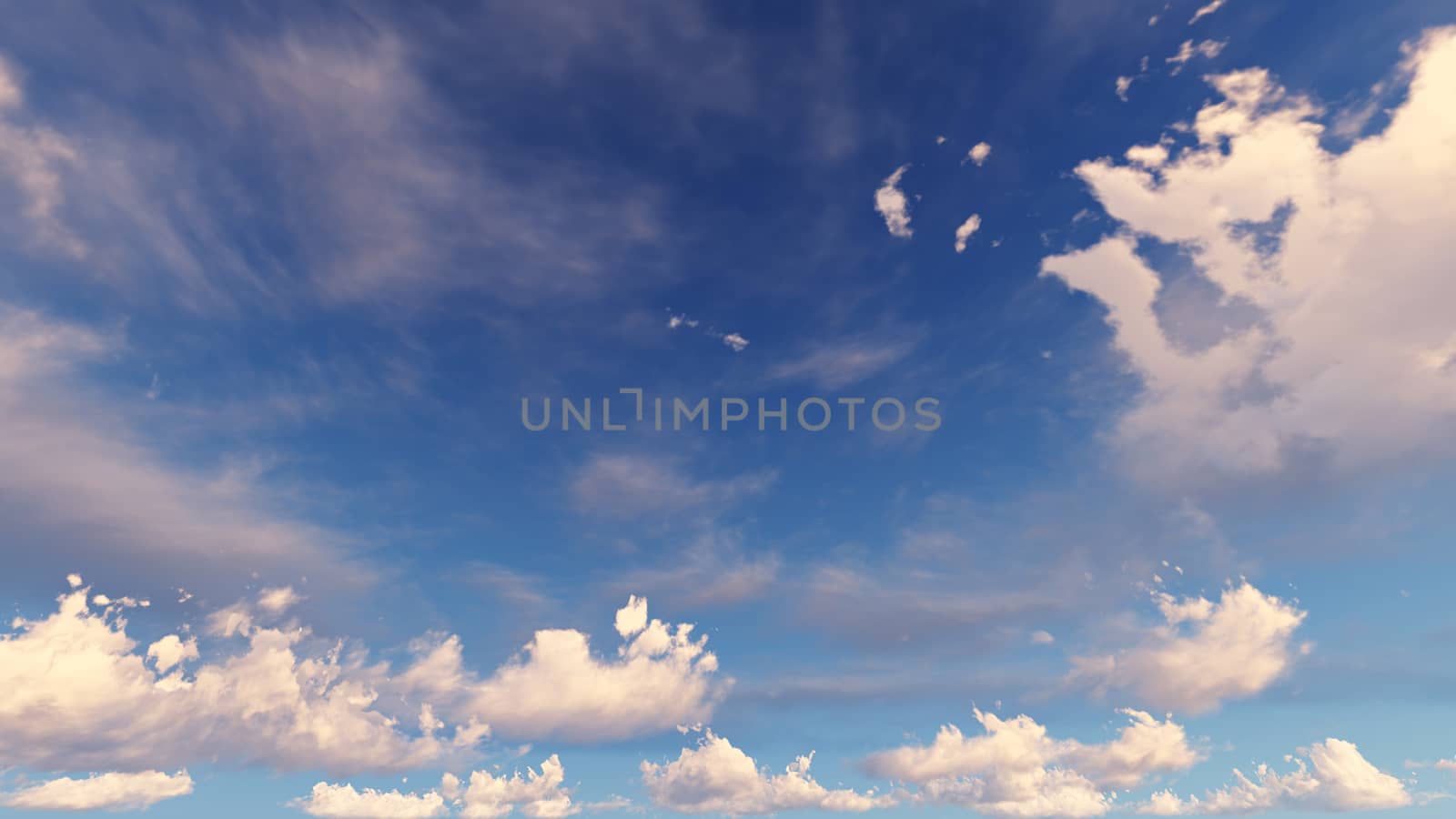 Cloudy blue sky abstract background, blue sky background with tiny clouds, 3d rendering

