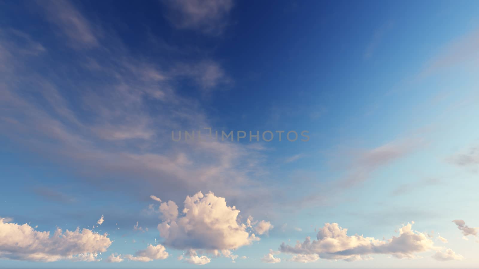 Cloudy blue sky abstract background, blue sky background with tiny clouds, 3d rendering

