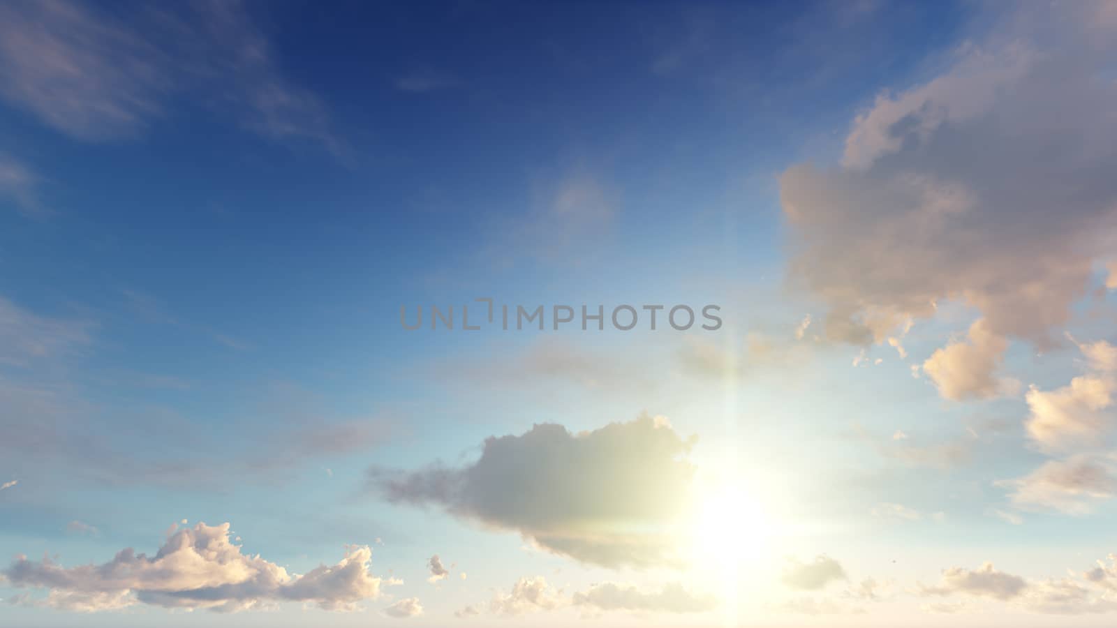 Cloudy blue sky abstract background, blue sky background with tiny clouds, 3d rendering

